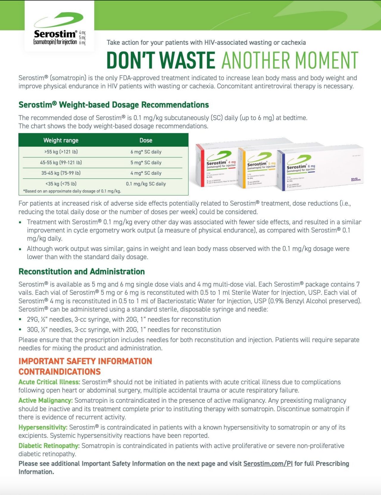Serostim® Dosing Card PDF download
