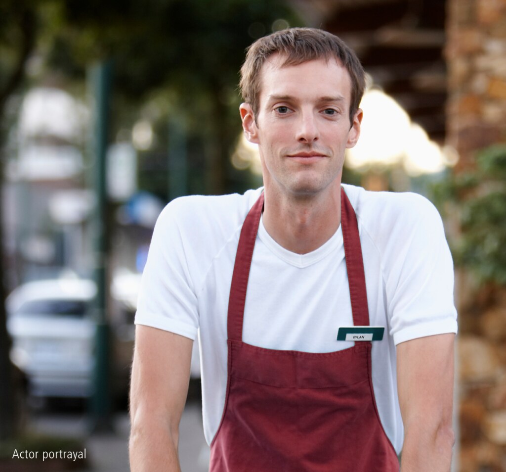 White male with light brown hair representing hypothetical Serostim® patient, Dylan, actor portrayal